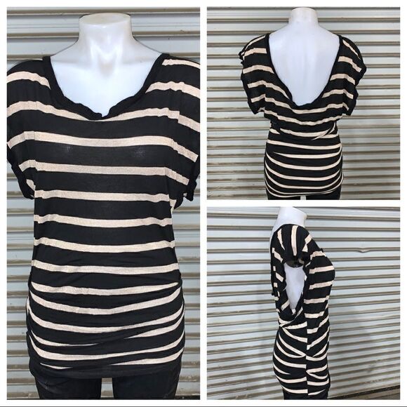 XXI stripped sleeveless top deep V in back - Picture 1 of 8